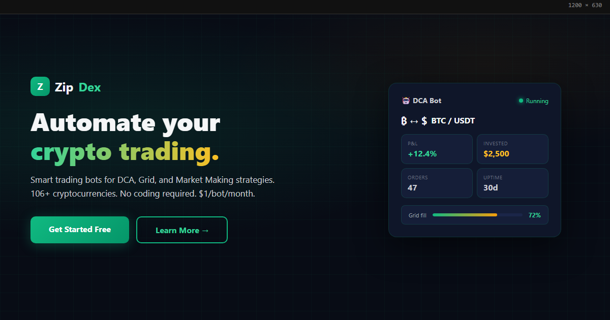 ZipDex.io — Automated Crypto Trading Bot & Copy Trading Platform - Image 1